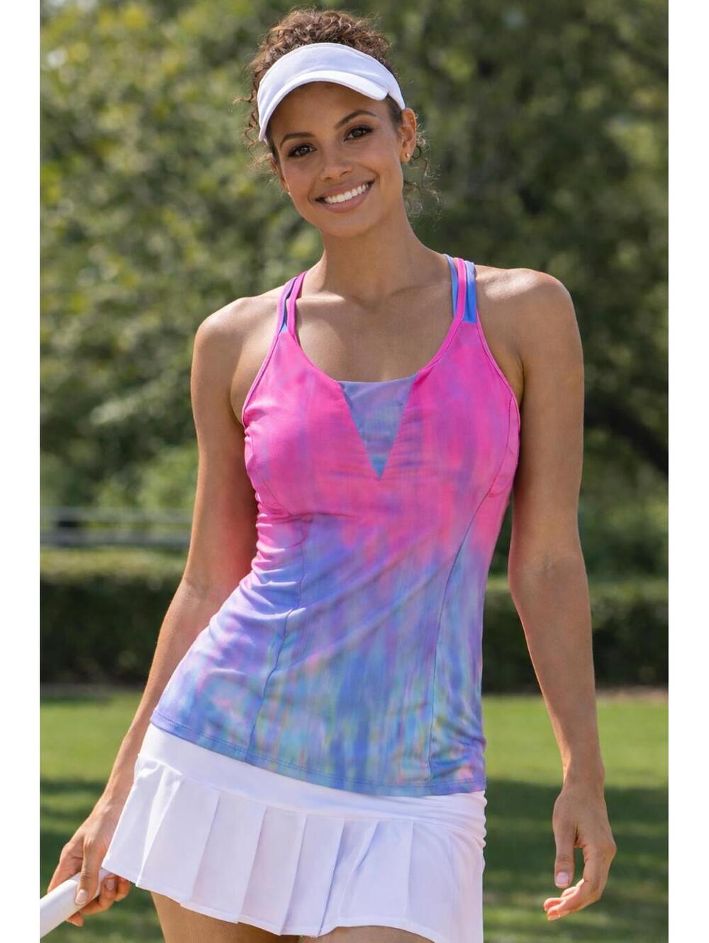 Lucky In Love Orchid Cami Tennis Tank Top Ombre Pink Purple V-Neck Size Medium